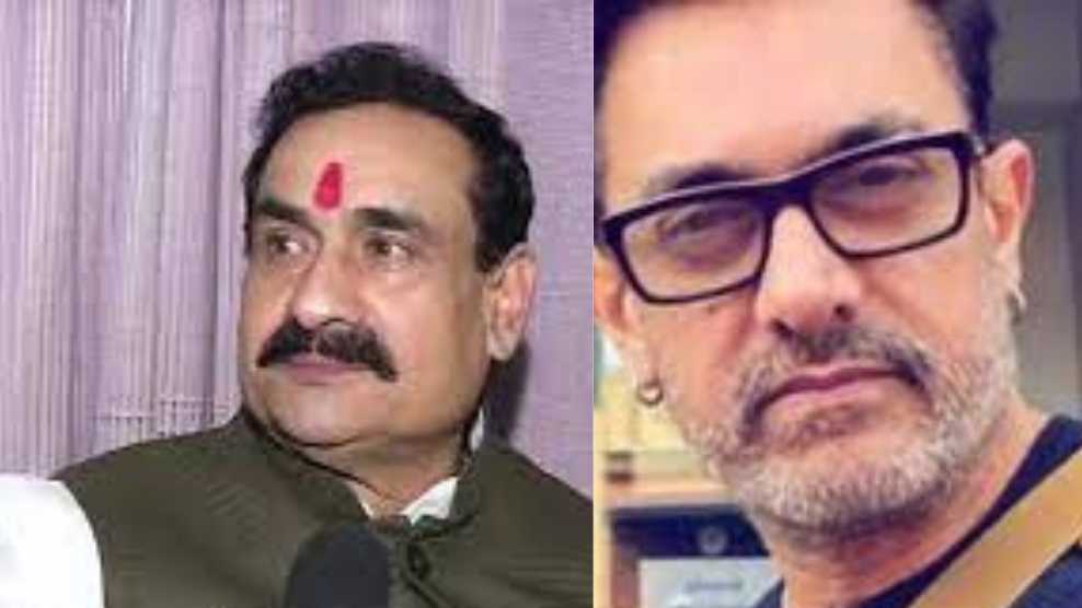 Madhya Pradesh home minister Narottam Mishra (l), Bollywood star Aamir Khan (r).— Twitter