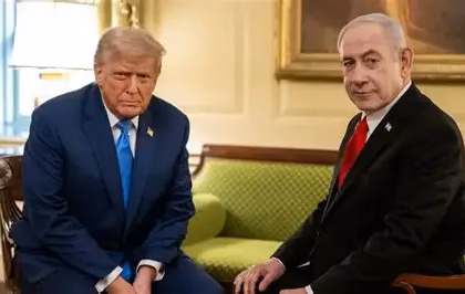 “Donald Trump and Benjamin Netanyahu during a meeting amid rising Middle East tensions after Qatar bombing”