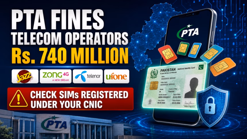 PTA fines Jazz, Zong, Telenor and Ufone Rs. 740 million over illegal SIM issuance and urges Pakistanis to check SIMs registered under their CNIC.